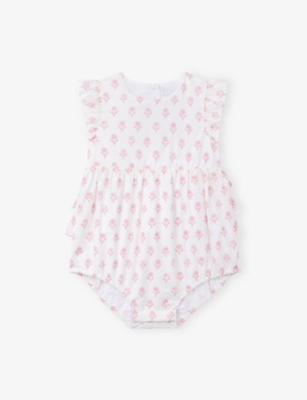THE LITTLE WHITE COMPANY: Floral Block-Print Cotton Body 0-24 Months
