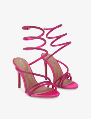 CARVELA WOMENS FUCHSIA SPIRAL 105 RHINESTONE-ENCRUSTED HEELED SANDALS EUR 42/ 9 UK 