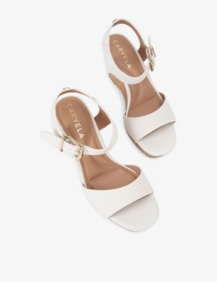 CARVELA WOMENS CARVELA SADIE STUD-EMBELLISHED LEATHER WEDGE SANDALS 