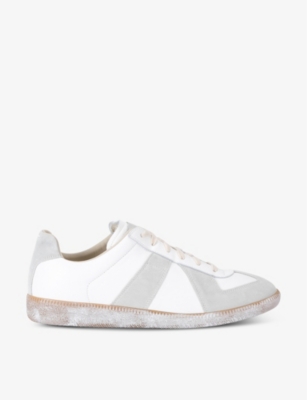 Shop Maison Margiela Replica Distressed Leather Low-top Trainers In White