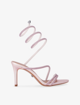 CARVELA: Spiral 80 Crystal-Strap Woven Heels
