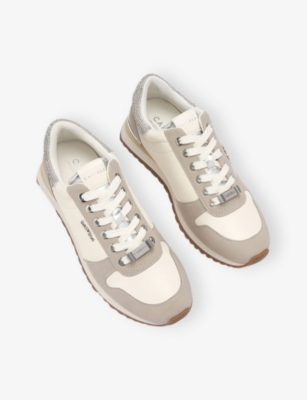 Shop Carvela Womens Florencia Two-tone Faux-leather Low-top Trainers White Eur 36 / 3 Uk