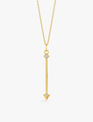 RACHEL JACKSON: North Star Arrow 22ct gold-plated sterling-silver white topaz necklace