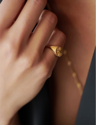 RACHEL JACKSON: Statement North Star pinky 22ct yellow gold-plated sterling-silver ring