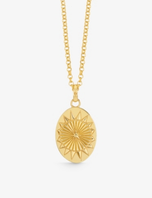 RACHEL JACKSON: Oval North Star 22ct gold-plated sterling-silver necklace