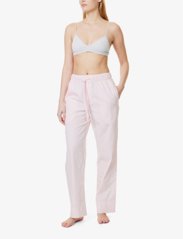 Straight-leg mid-rise organic-cotton poplin pyjama trousers