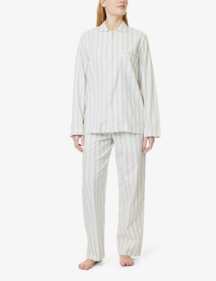 Patch-pocket organic-cotton poplin pyjama shirt