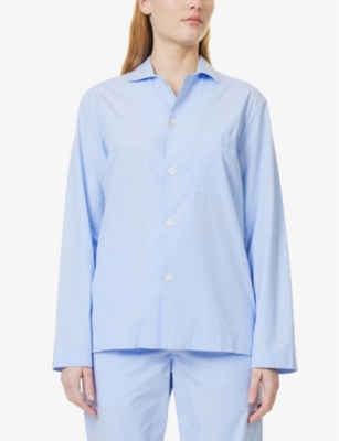 Patch-pocket organic-cotton poplin pyjama shirt