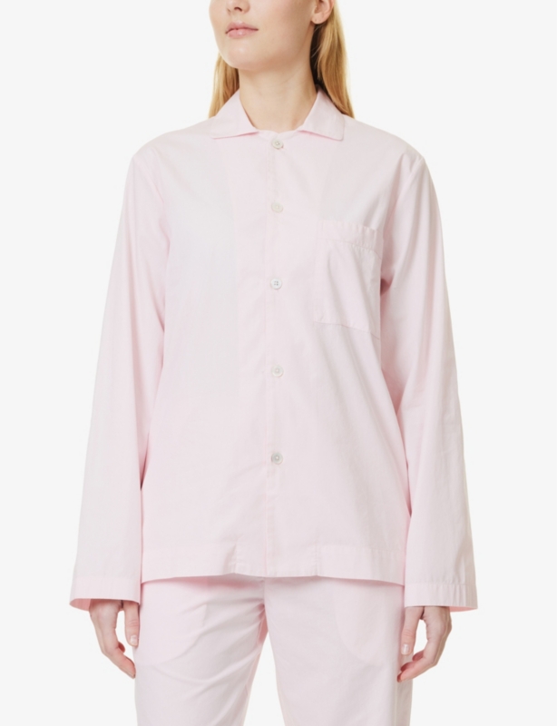 Patch-pocket cotton poplin pyjama shirt