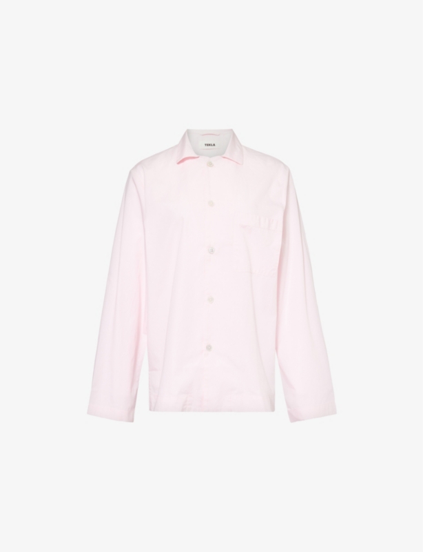 Patch-pocket cotton poplin pyjama shirt