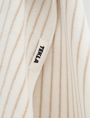 TEKLA: Bordered organic-cotton hand towel 50cm x 80cm