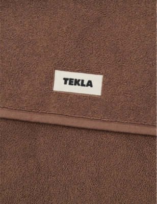 TEKLA: Bordered cotton bath mat 70cm x 50cm