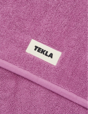 TEKLA: Bordered cotton bath mat 70cm x 50cm
