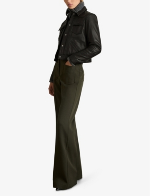 REISS: Four-pocket leather trucker jacket