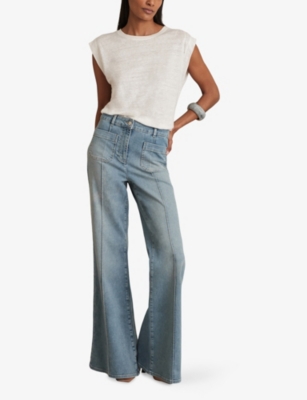 Reiss Womens  Sakura Flared-leg High-rise Cotton-blend Jeans