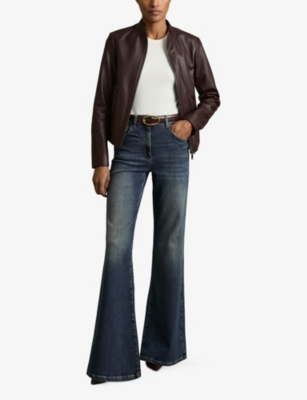 Reiss Womens Mid Blue Bonnie Mid-rise Flared-leg Denim Jeans In Mid Blue