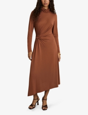 Reiss Petite Casey Jersey Midi Dress In Camel