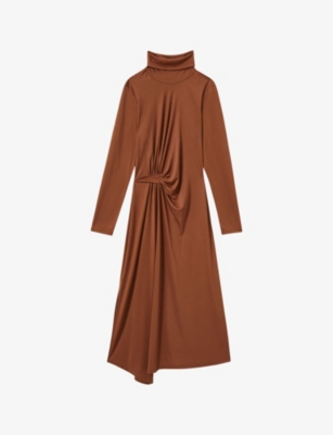 Reiss Petite Casey Jersey Midi Dress In Camel