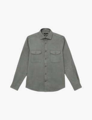REISS: Whisper Long-Sleeved Cotton Overshirt