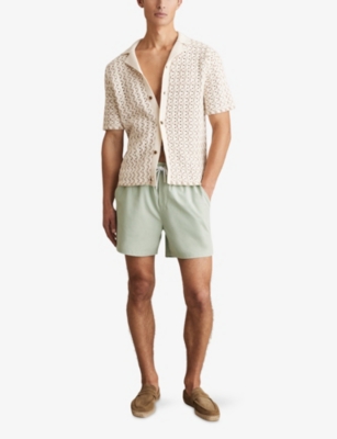 Reiss Beach Plain Drawstring Short In Mint Green