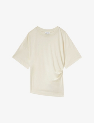 REISS: Audrey draped cotton-blend T-shirt