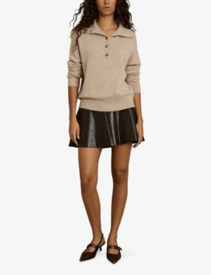 REISS: Ava Open-Neck Long-Sleeve Wool And Cashmere-Blend Jumper