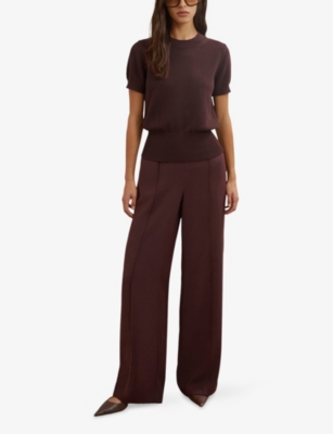 REISS: Anita Short-Sleeve Cotton and Wool-Blend Top