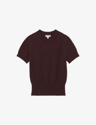 REISS: Anita Short-Sleeve Cotton and Wool-Blend Top