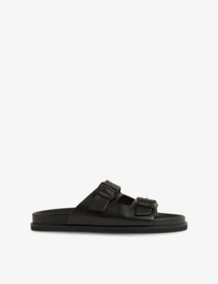Reiss Womens Philip Leather Sandals Black Eur 45 / 11 Uk