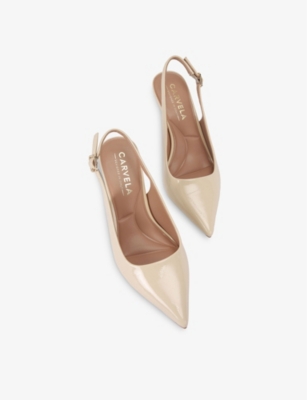Carvela Womens Spirit Slingback Patent Faux Leather Heels Beig In Beige