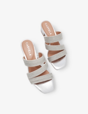 CARVELA WOMENS SILVER GALA JEWEL-EMBELLISHED ROPE-EFFECT WOVEN MULES EUR 37 / 4 UK 