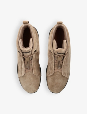 Ermenegildo Zegna Mens Beige Triple Stitch Vetta Suede High-top Trainers In Beige