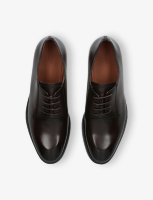 Ermenegildo Zegna Mens Torino Leather Derby Shoes Dark Brow In Dark Brown