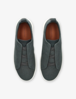 Ermenegildo Zegna Mens  X3 Triple Stitch Woven Low-top Trainers In Blue/dark