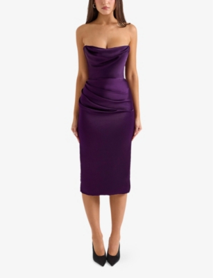 Shop House Of Cb Womens  Santana Corset Strapless Woven Midi Dress In Winter Bloom
