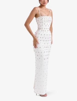 HOUSE OF CB: Martine bead-embellished corseted satin bridal gown