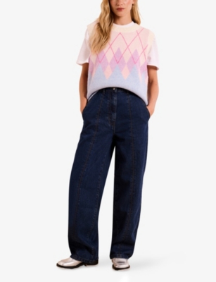 OMNES WOMENS OMNES RIONA STRAIGHT-LEG DENIM JEANS 