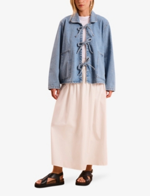 Omnes Womens Copenhagen Tie-up Relaxed-fit Denim Shirt Blue In Blue
