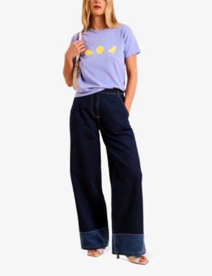 OMNES: Portland Contrast wide-leg mid-rise denim jeans