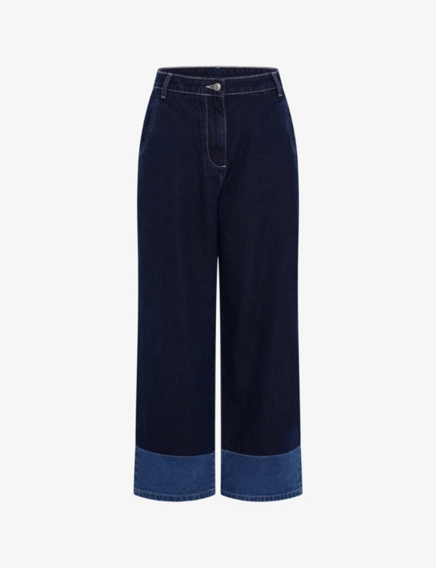 Portland Contrast wide-leg mid-rise denim jeans