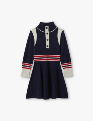 REISS: Colour-block funnel-neck wool-blend dress 4-13 years