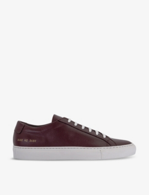 Common Projects Mens Achilles Contrast Bumpy Low-top Leather Trainers Burgundy