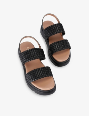 CARVELA COMFORT WOMENS BLACK KRYPTON METALLIC WOVEN-STRAP LEATHER SANDALS EUR 36 / 3 UK