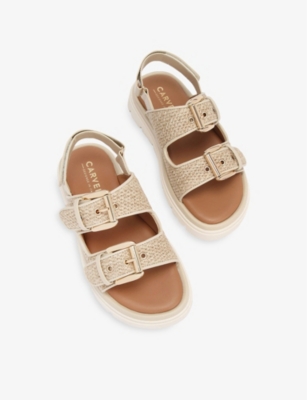 Carvela Comfort Womens Beige Comb Pavilion T-bar Woven Sandals In Beige Comb