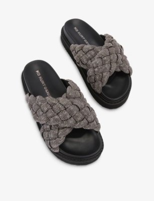 KG KURT GEIGER: Repose Crossover-Strap Diamante-Embellished Sliders