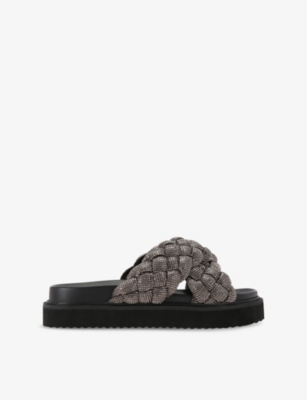 KG KURT GEIGER: Repose Crossover-Strap Diamante-Embellished Sliders