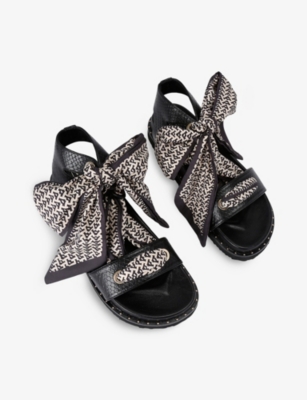 CARVELA WOMENS BLACK SORRENTO SCARF FAUX-LEATHER SANDALS EUR 42/ 9 UK 