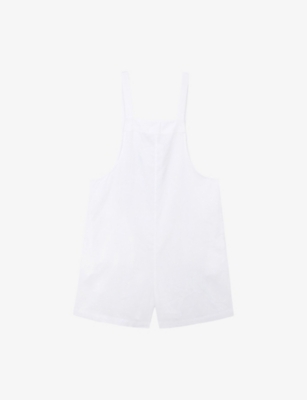 The White Company S Square-neck Short Linen Jumpsuit White In White