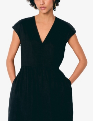 THE WHITE COMPANY: V-Neck Gathered-Front Ramie Maxi Dress