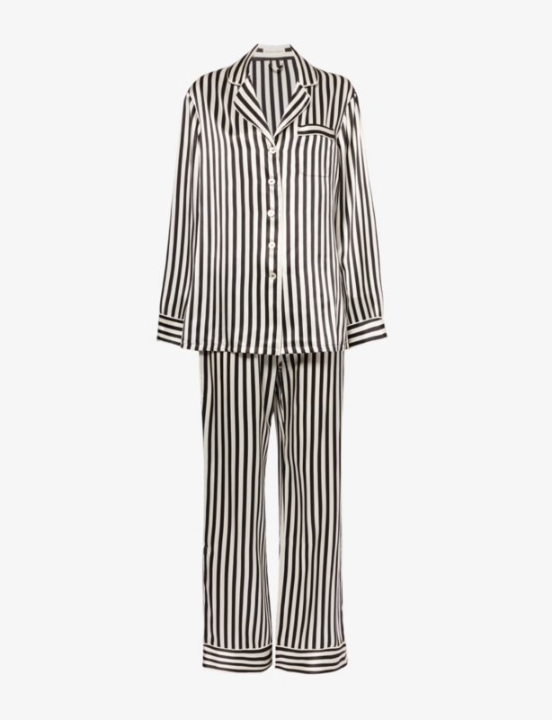Lila stripe-print silk pyjamas